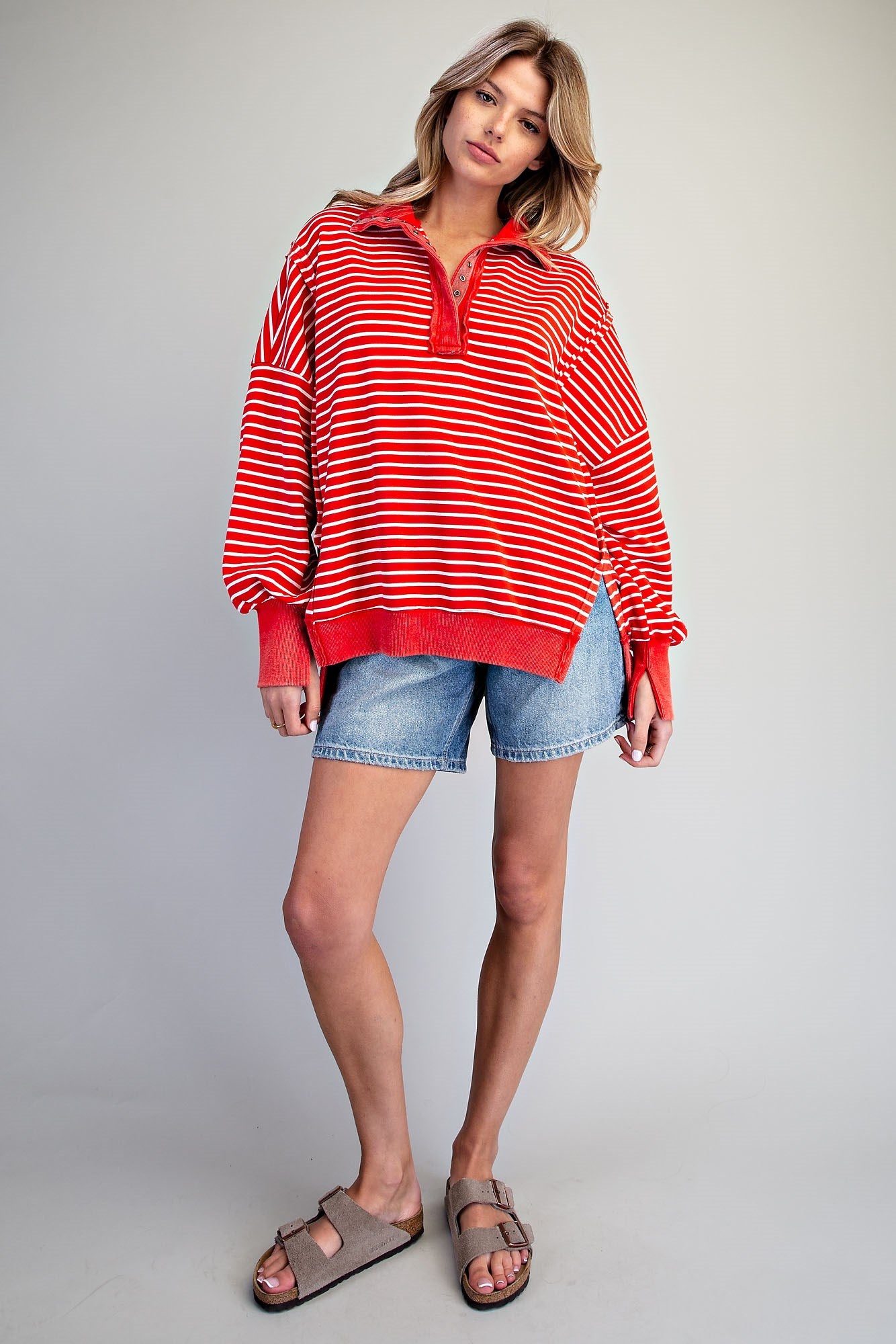 Striped Snow Washed Pullover