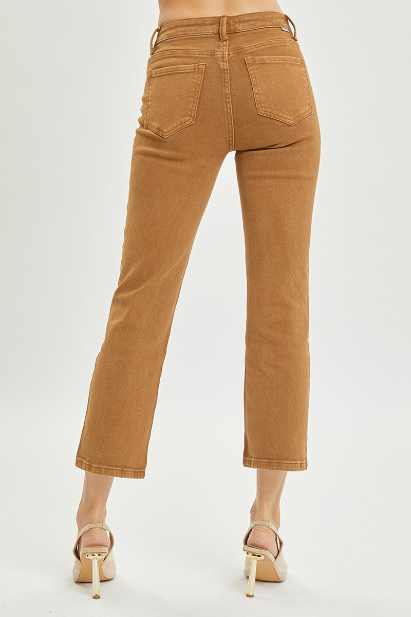 Mid Rise Straight Crop Pants