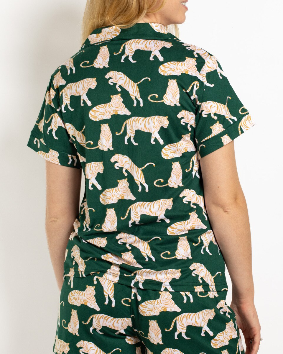 Chloe Tiger Button Up Sleep Shirt