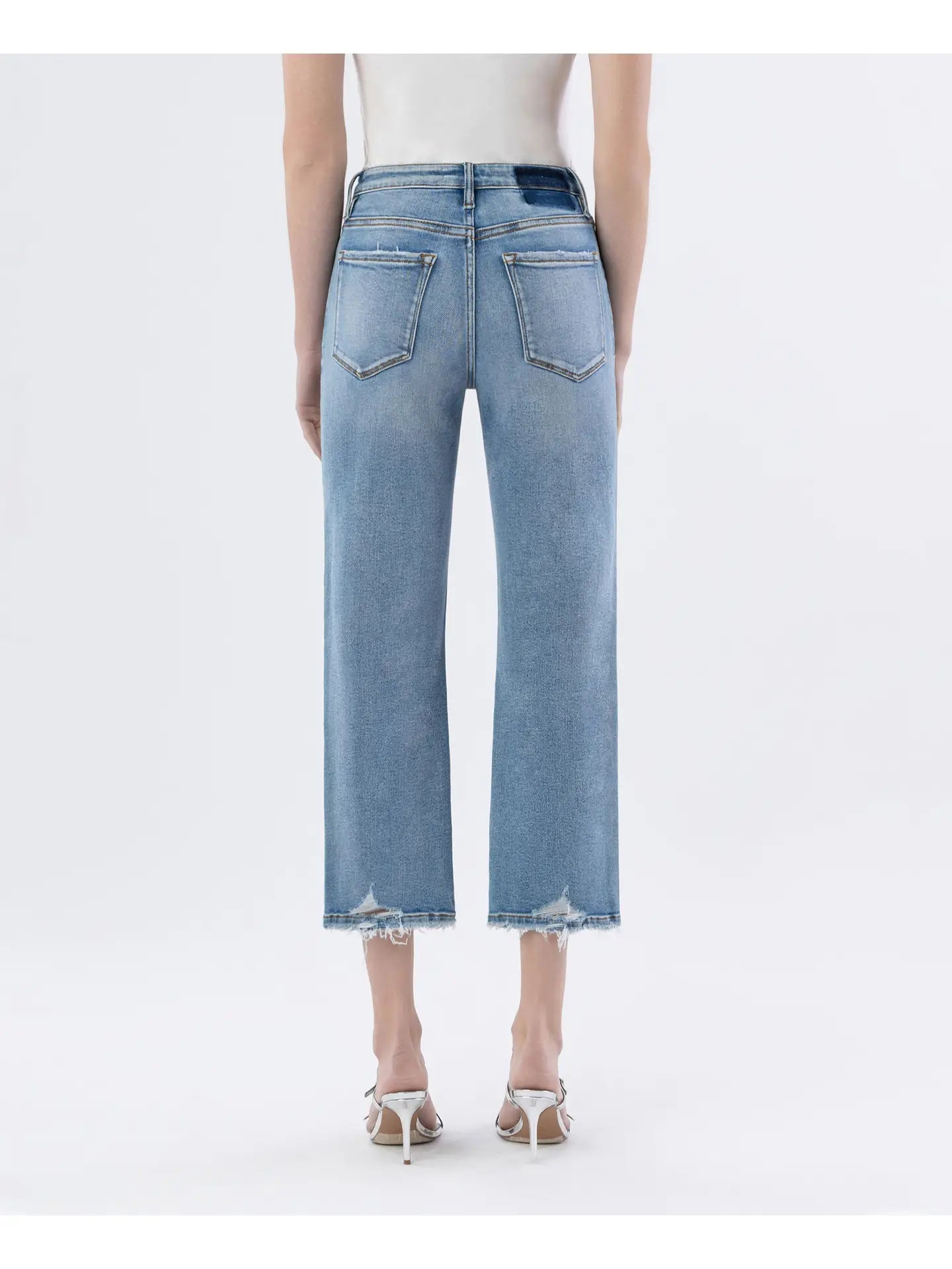 High Rise Crop Slim Wide Jeans