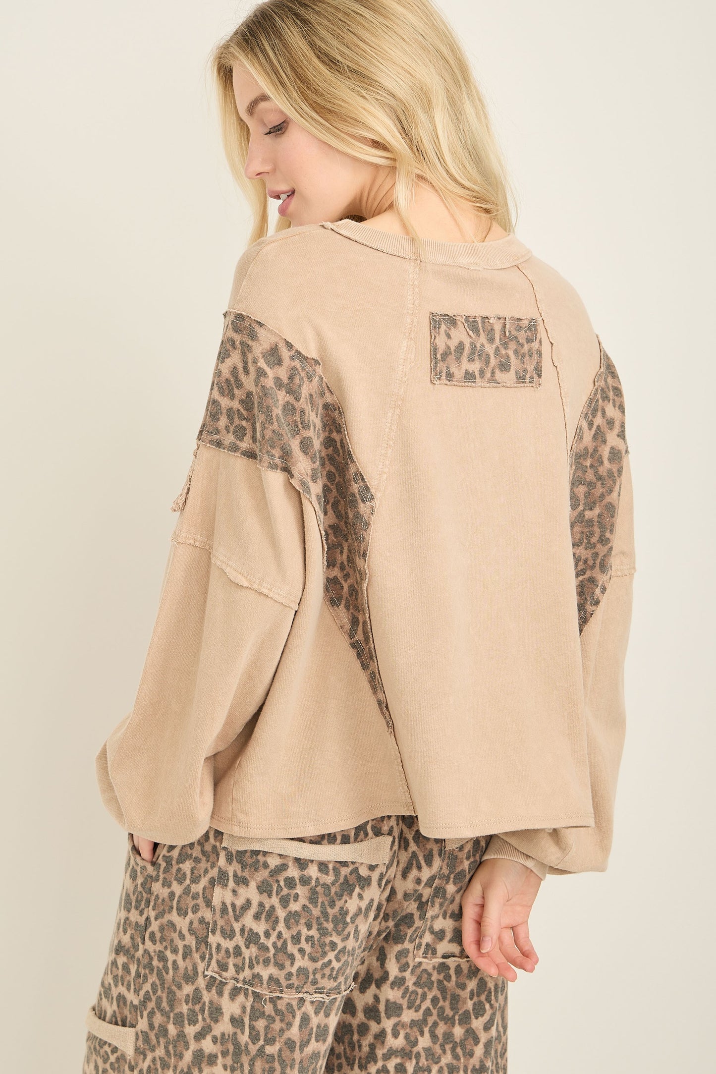 Mineral Washed Cheetah Leopard Fringe Tassel Top