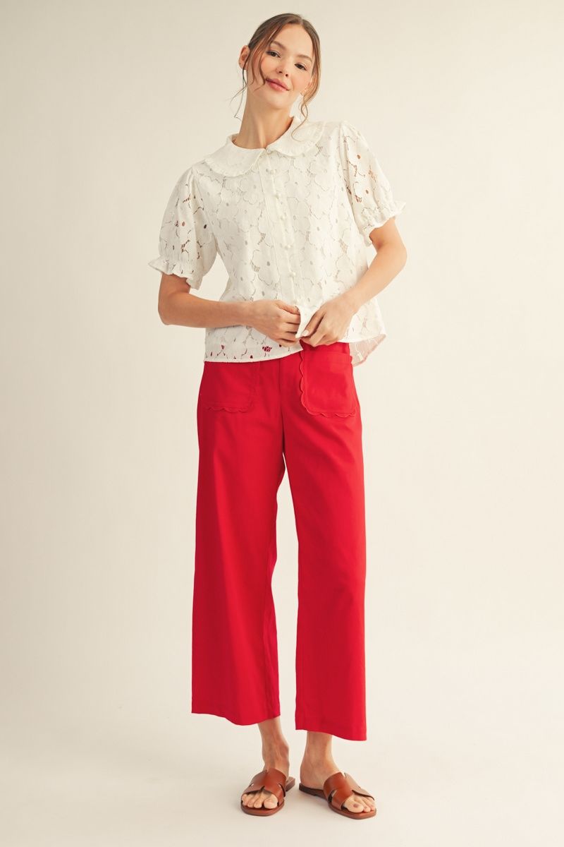 High Waist Wide Leg Solid Pants with Pockets