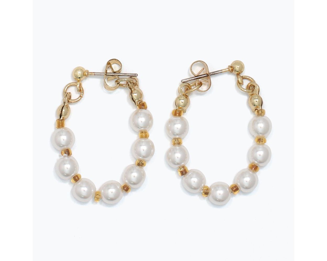 Gold Hoop with Pearls Earrings