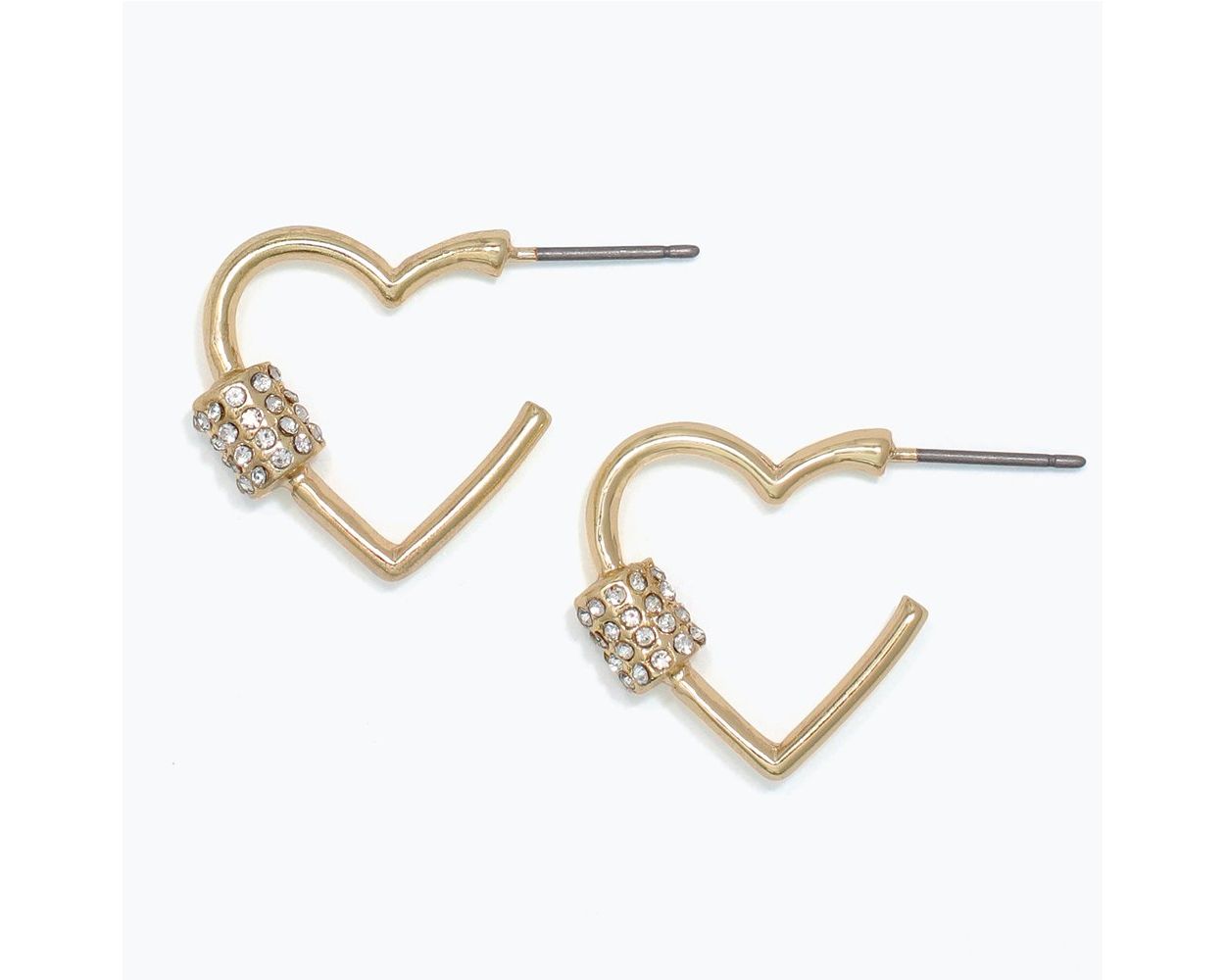 Gold Heart with Crystal Earrings