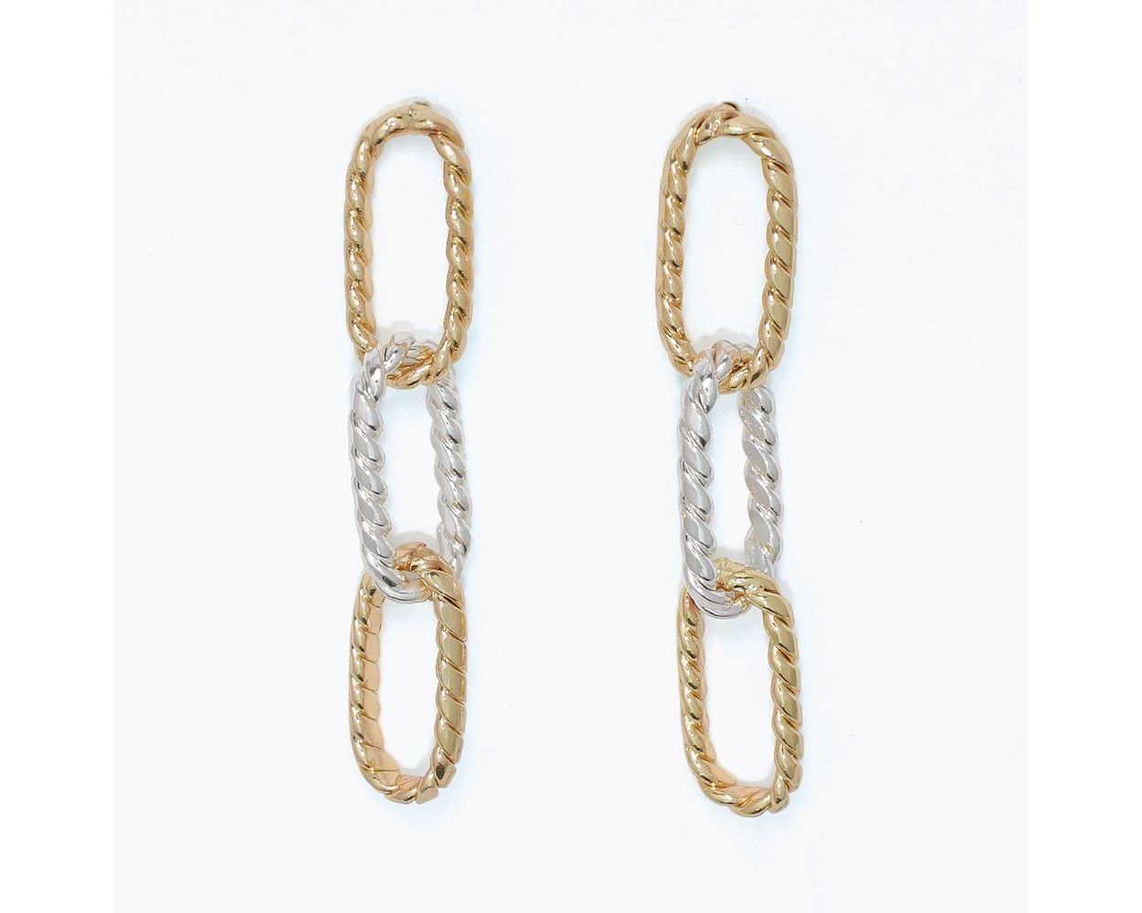Two Tone Linked Rope Earrings