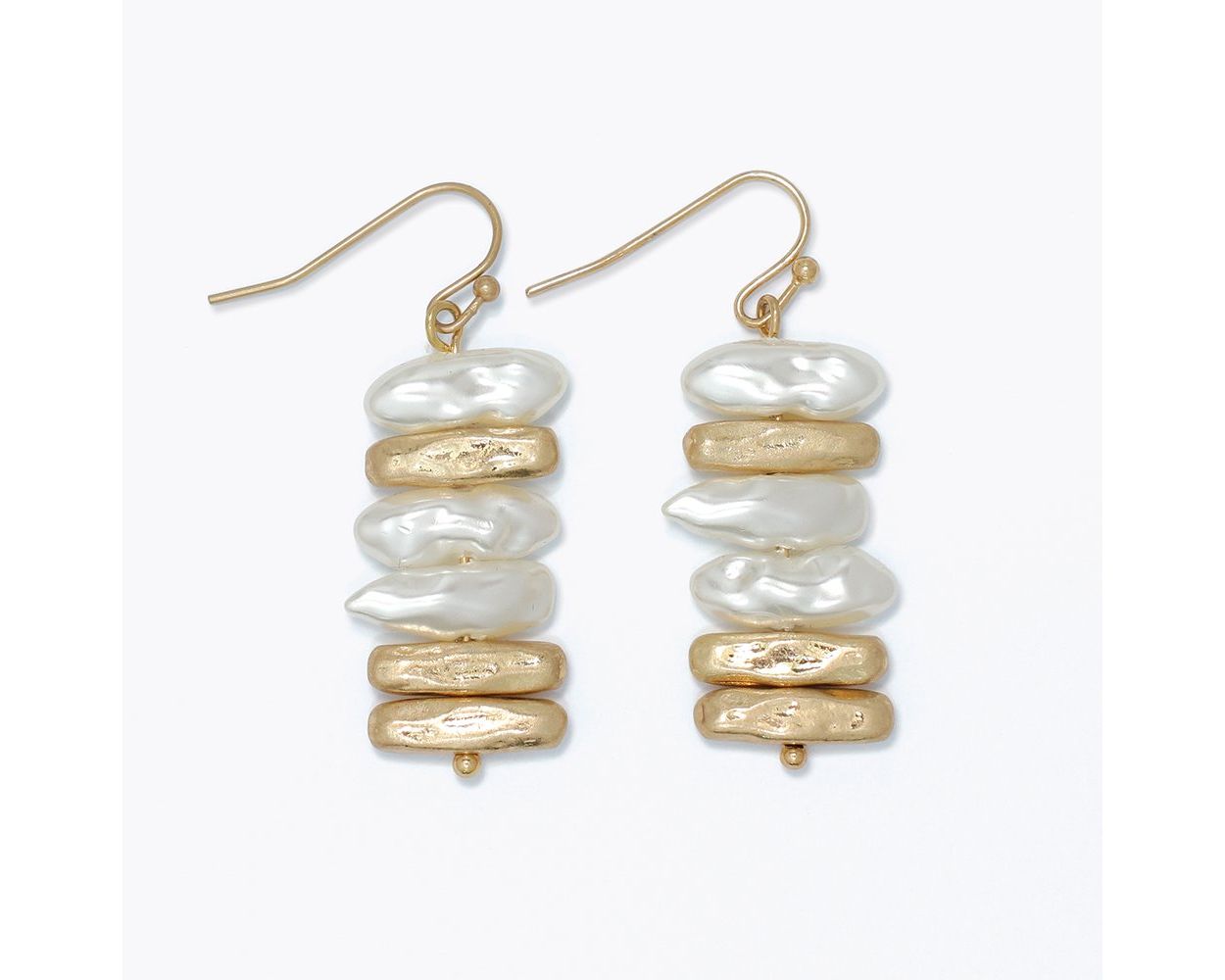 Gold Pearl Nugget Earrings
