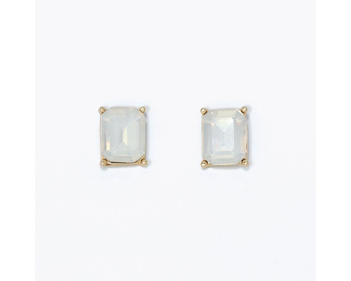 Winter White Crystal Gold Earrings