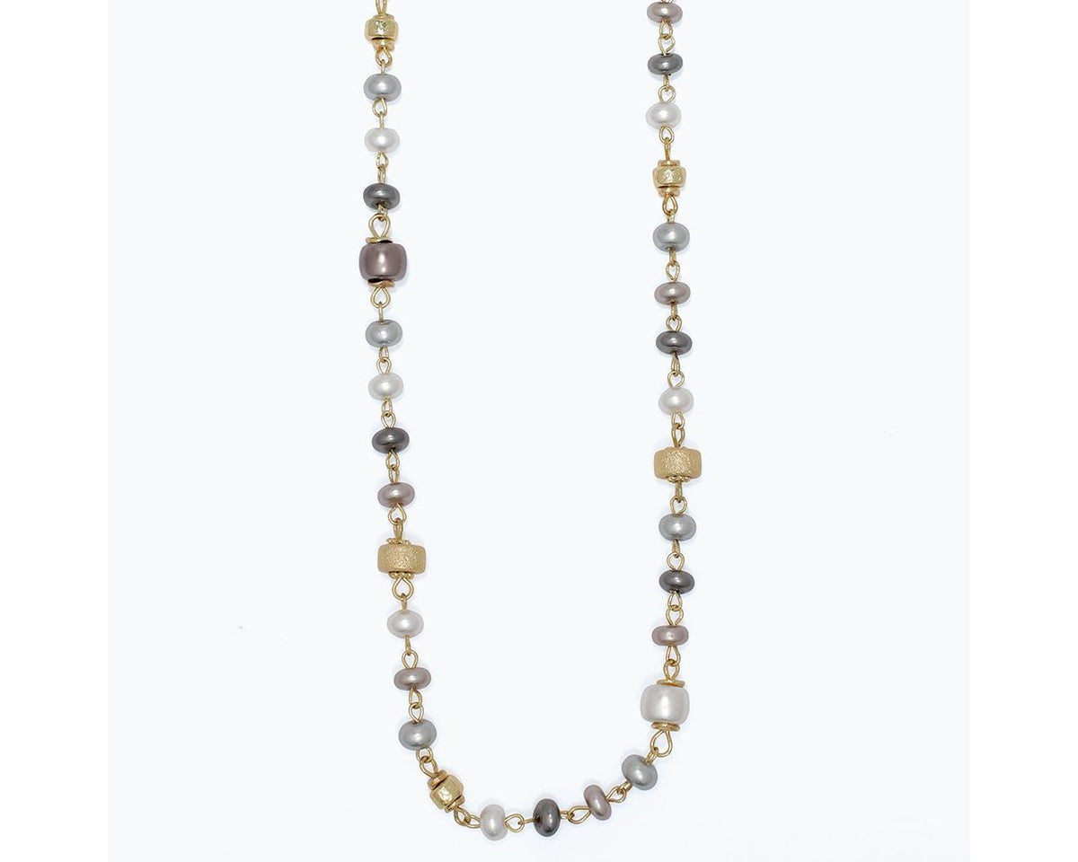 Smoky Neutral Pearl Gold Necklace