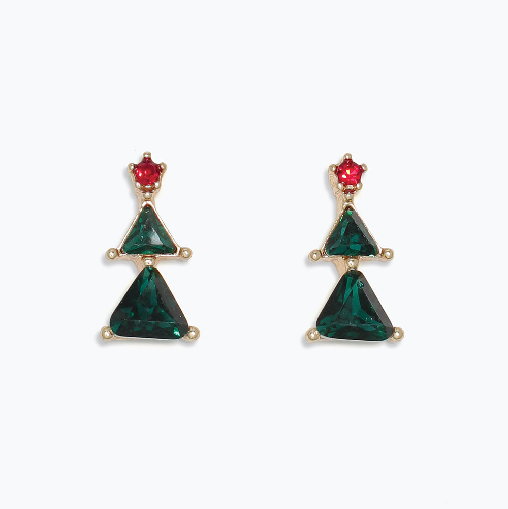 Green Crystal Tree Earrings