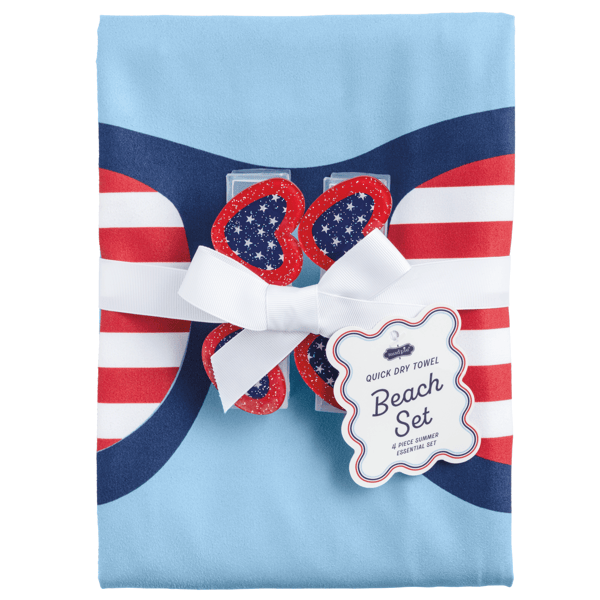 White Americana Quick Dry Beach Towel Set