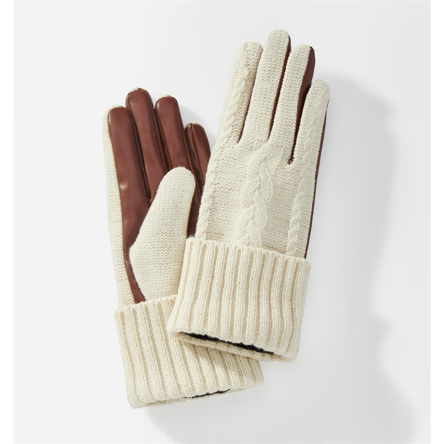 Cable Knit Pleather Gloves