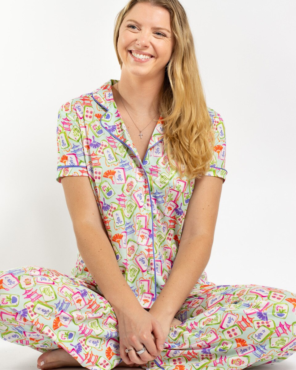 Mahjong Dreams Button Up Sleep Shirt