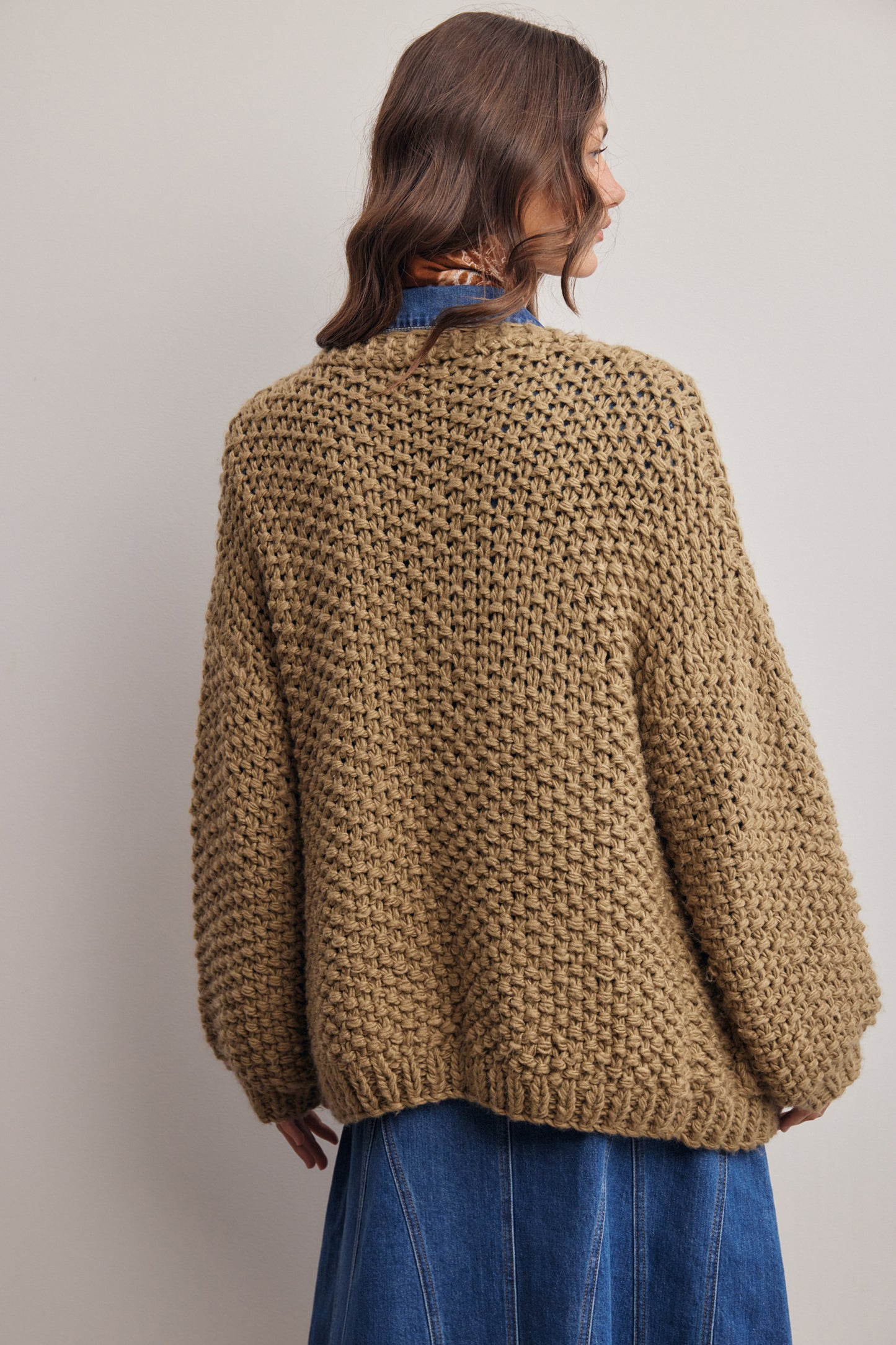 Olive Handmade Chunky Knit Cardigan