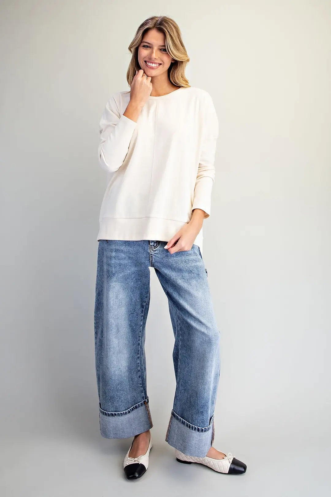 Center Seam Drop Shoulder Top