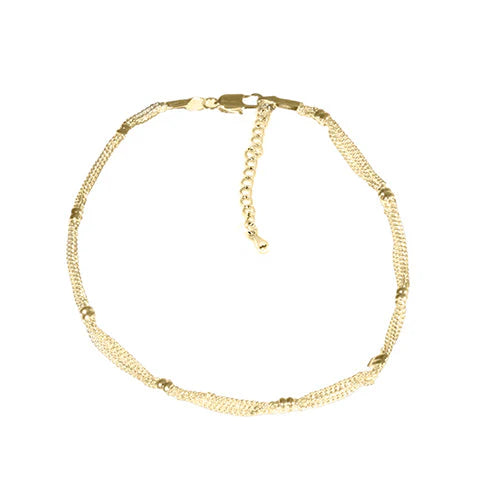 Yellow Gold Triple Chain Anklet