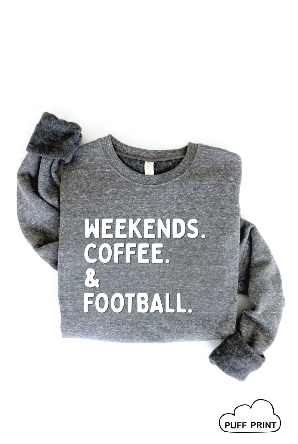 Weekends Coffee Football Puff Graphic Sweatshirt