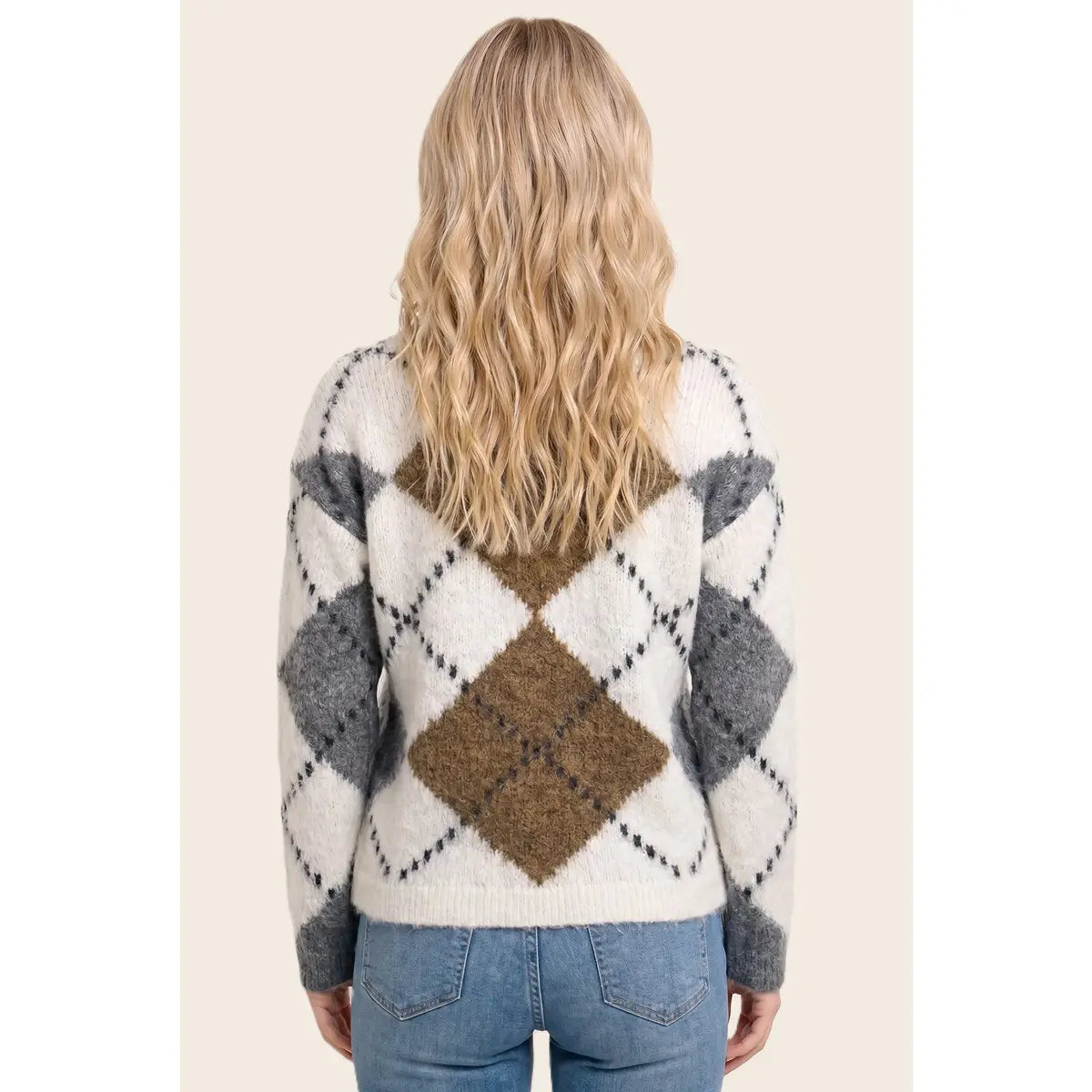 Argyle Button Down Sweater Cardigan