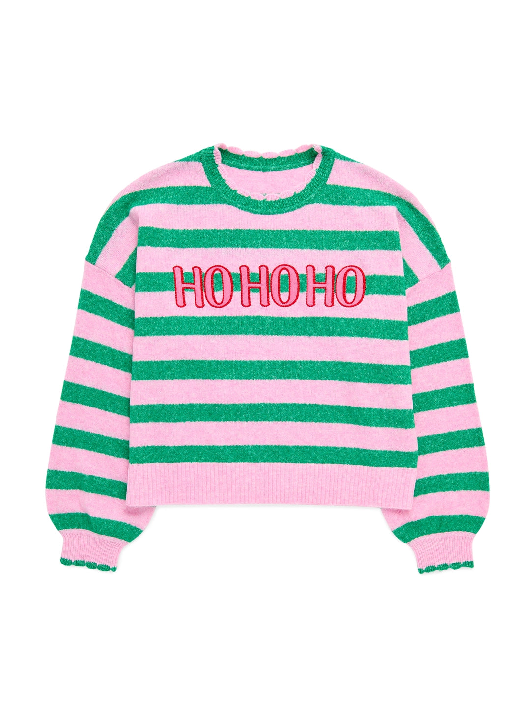 Ho Ho Ho Scallop Trim Relaxed Sweater