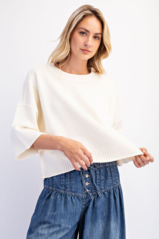 Crew Neck Oversized Sweater | 3 Colors Available
