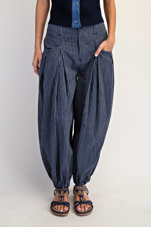 Pull On Stripe Wide Leg Pants