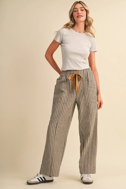 Stripe Wide Leg Drawstring Pants