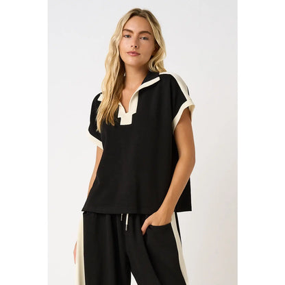 Striped Polo Short Sleeve Top