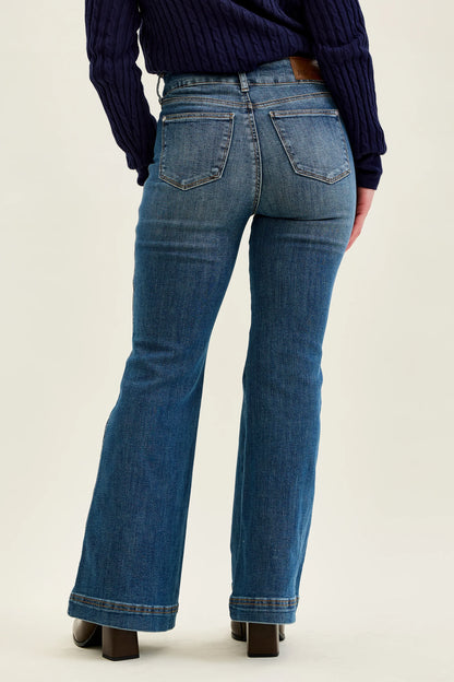 HW Petite Flare Tummy Control Double Button Jeans