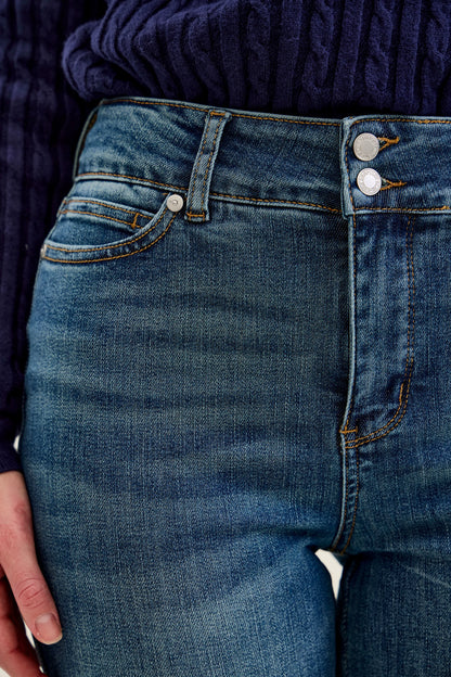 HW Petite Flare Tummy Control Double Button Jeans
