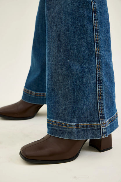 HW Petite Flare Tummy Control Double Button Jeans