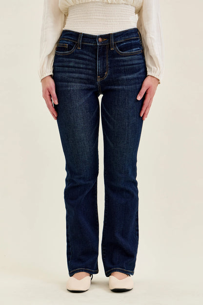 Mid Rise Petite Dark Wash Bootcut Jeans