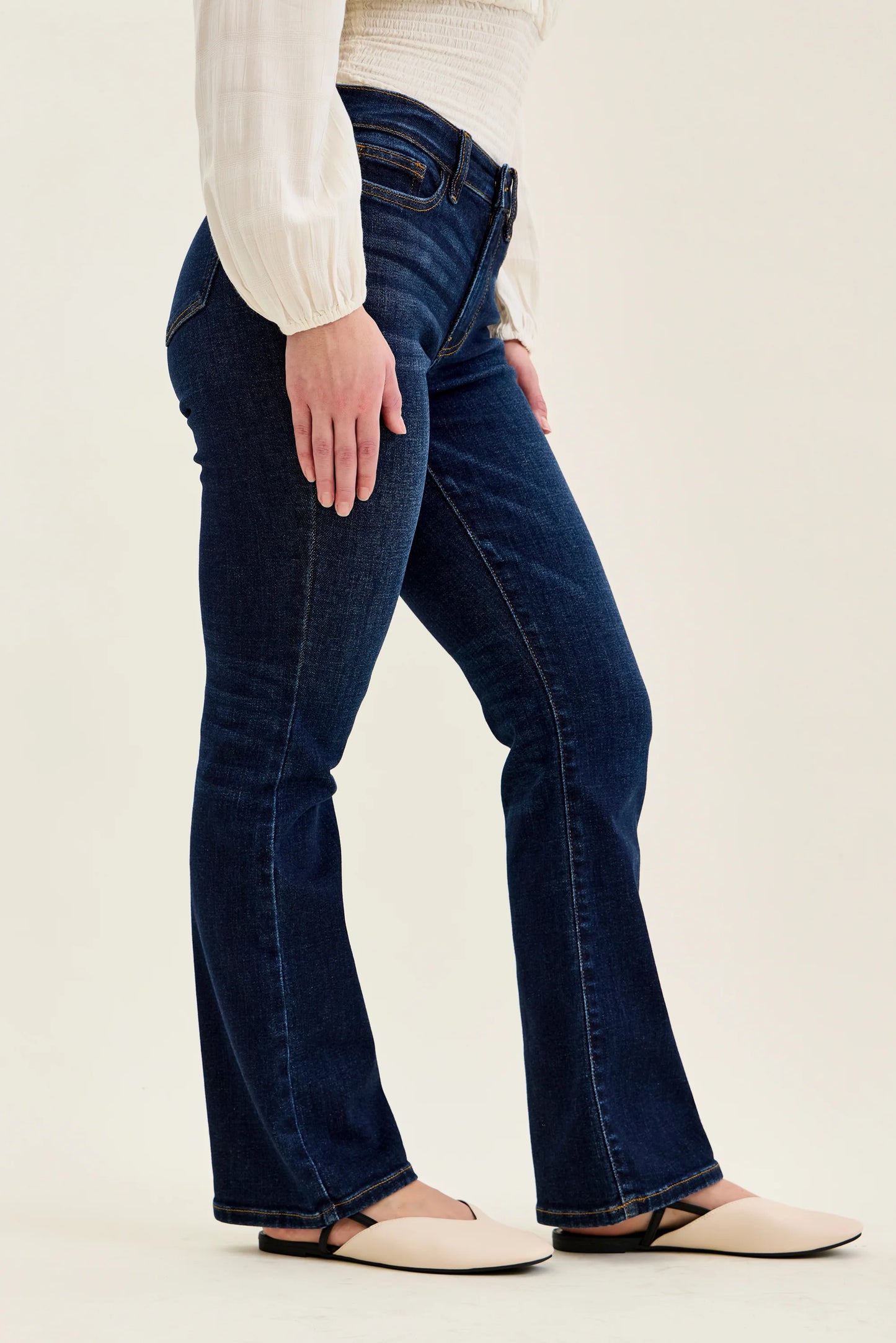 Mid Rise Petite Dark Wash Bootcut Jeans