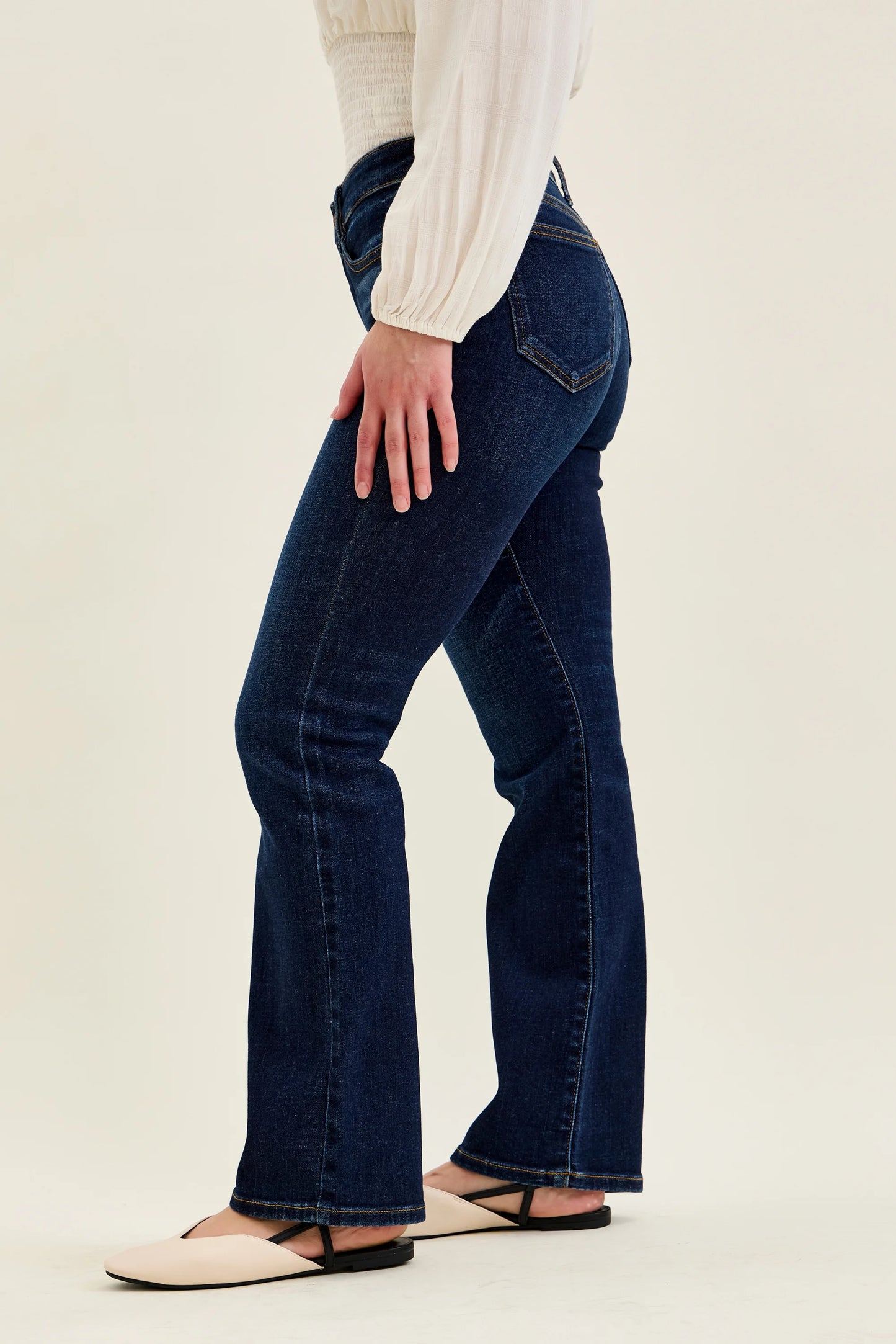 Mid Rise Petite Dark Wash Bootcut Jeans
