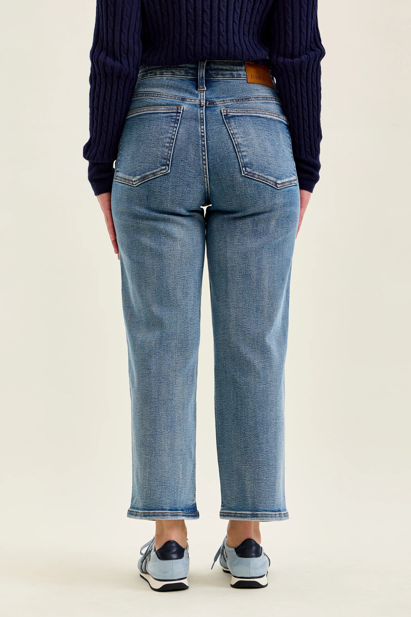 High Waist Petite Tummy Control Peggy Ankle Straight Jeans