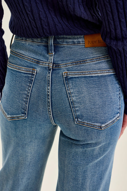 High Waist Petite Tummy Control Peggy Ankle Straight Jeans
