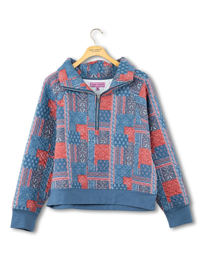 Americana Quilted Zip Pullover