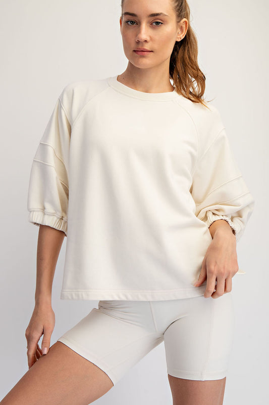 French Terry Bubbled Half Sleeve Top