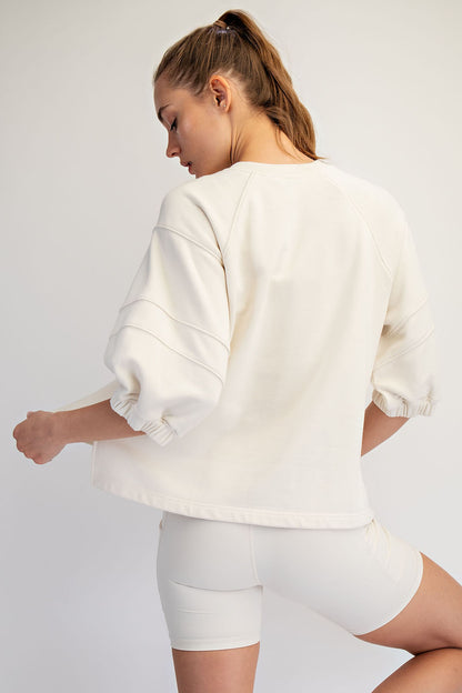 French Terry Bubbled Half Sleeve Top