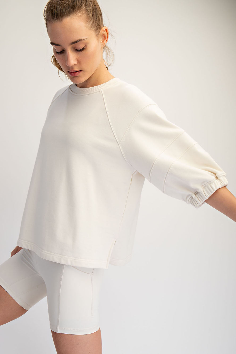 French Terry Bubbled Half Sleeve Top