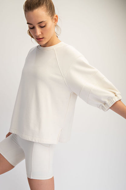 French Terry Bubbled Half Sleeve Top