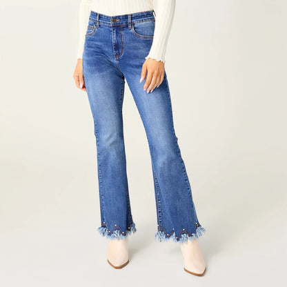 Everstretch Flare with Pearl & Fringe Hem