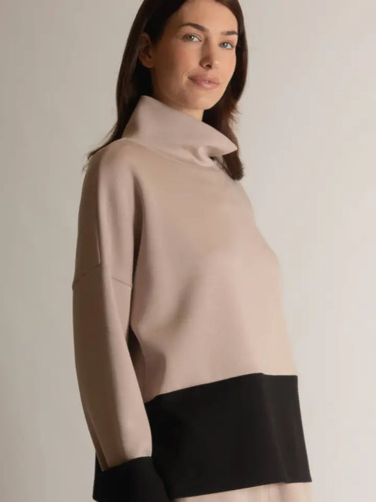 Butter Modal Color Block Mock Neck Top