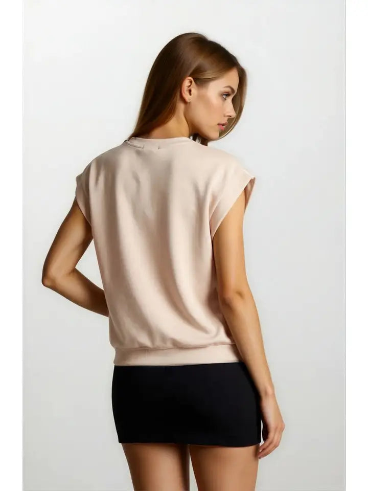 Brushed Modal Drop Shoulder Pleated Top