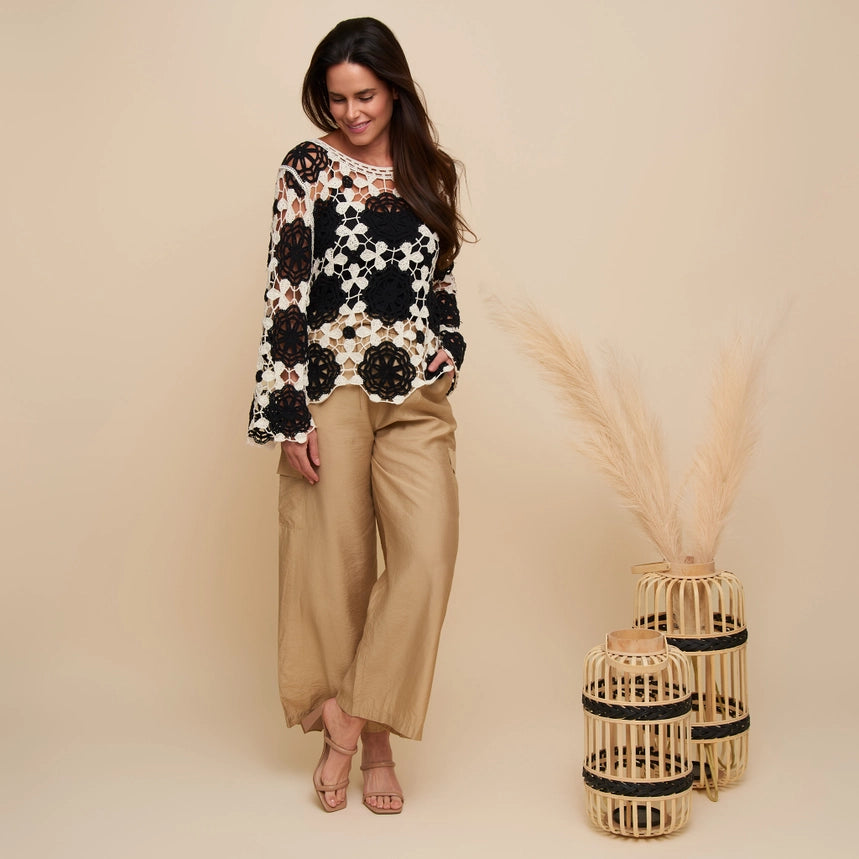 Blair Crochet Floral Open Knit Sweater