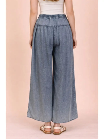 Mineral Washed Chambray Wide Pants