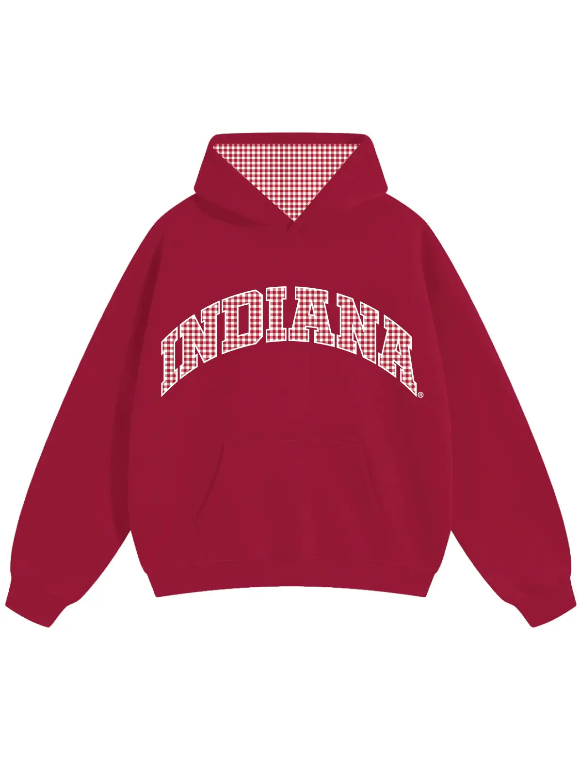 Indiana Crimson Gingham Hoodie