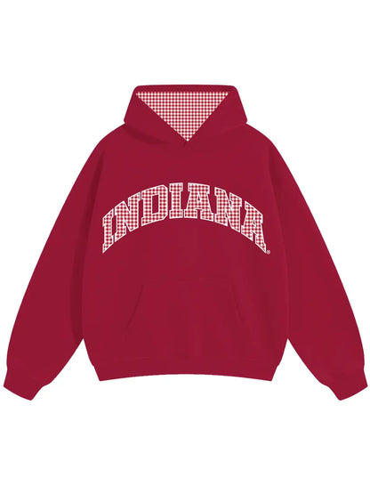 Indiana Crimson Gingham Hoodie