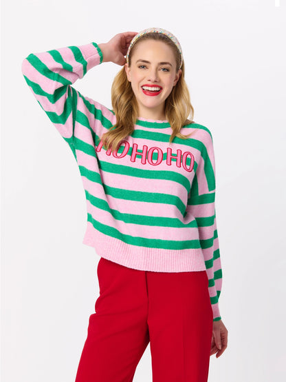 Ho Ho Ho Scallop Trim Relaxed Sweater
