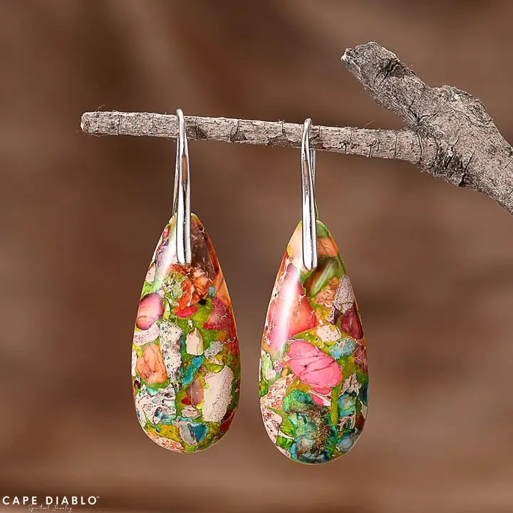 Intense Jasper Teardrop Earrings