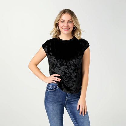Crushed Velour Cap Sleeve Top
