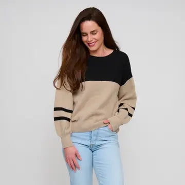 Hayley Color Block Balloon Sleeve Sweater
